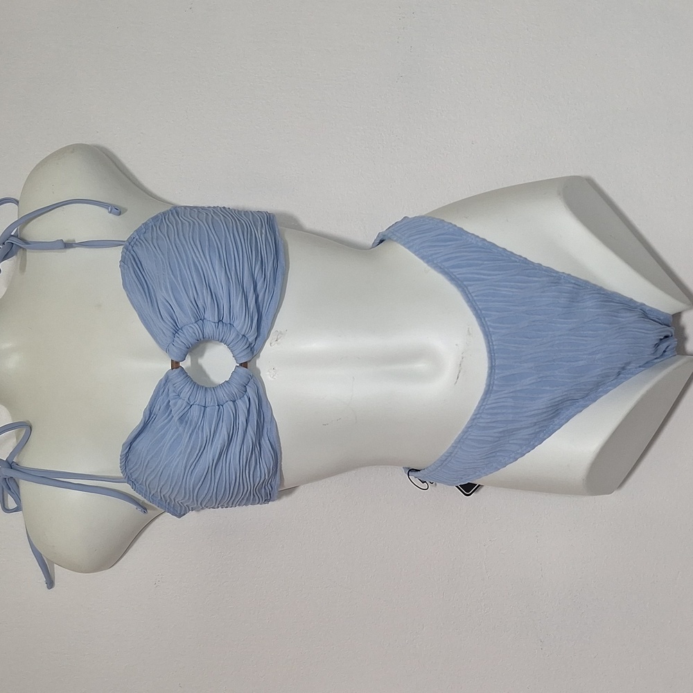 Zaful Light Blue Textured Bikini Set